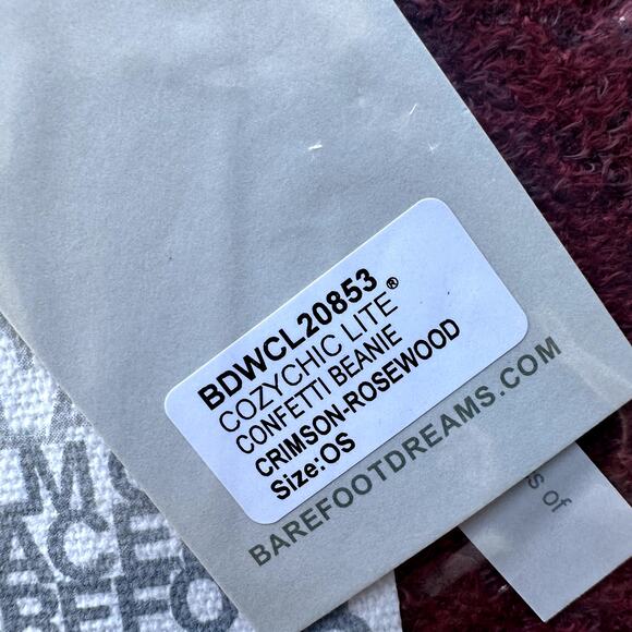 NWT Barefoot Dreams CozyChic Lite Confetti Beanie Crimson Rosewood OS Luxe Gift - Picture 2 of 3